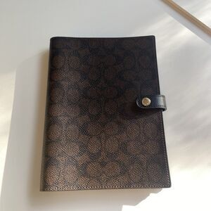 Coach Notebook In Signature Canvas Gold/Walnut/Black Diary Lined Spiral CZ198